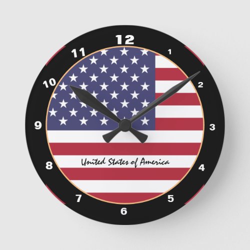 USA Flag  United States of America fashiondesign Round Clock