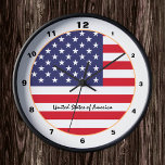 USA Flag & United States of America fashion/design Round Clock<br><div class="desc">WALL CLOCK: United States of America & USA Flag fashion design - love my country,  travel,  holiday,  country patriots / sports fans</div>