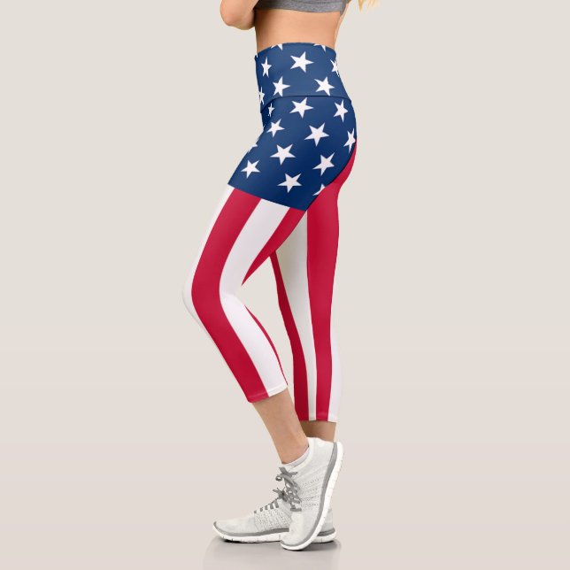 USA Flag - United States of America - Patriotic - Capri Leggings (Left)