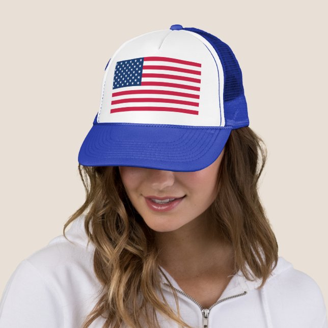 USA Flag - United States of America - Patriotic - Trucker Hat (In Situ)