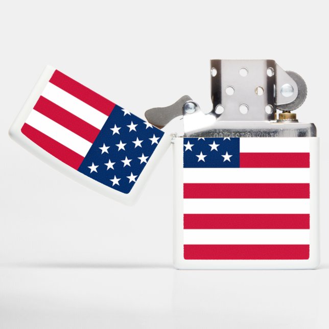 USA Flag - United States of America - Patriotic Zippo Lighter (Opened)