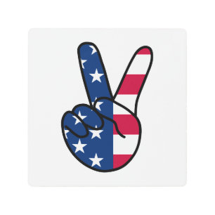 USA Flag V Sign