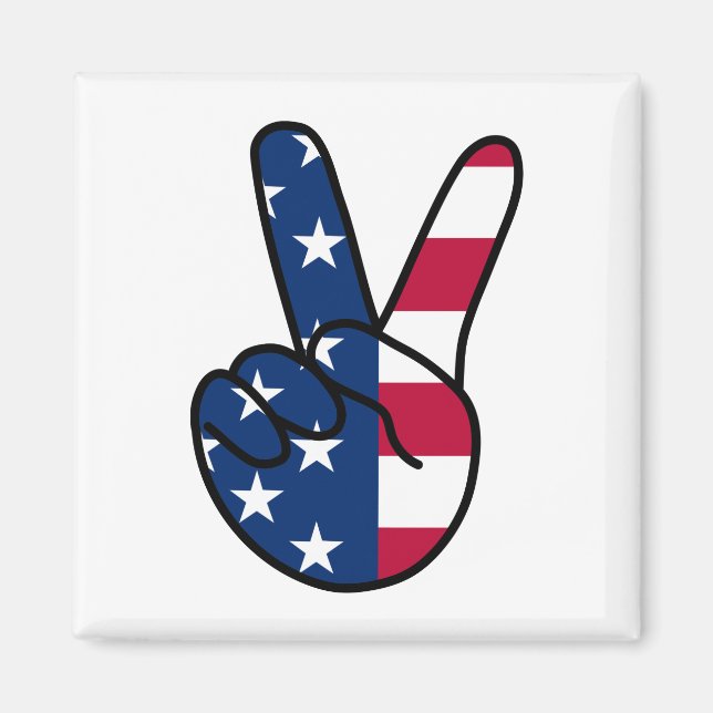 USA Flag V Sign Magnet (Front)