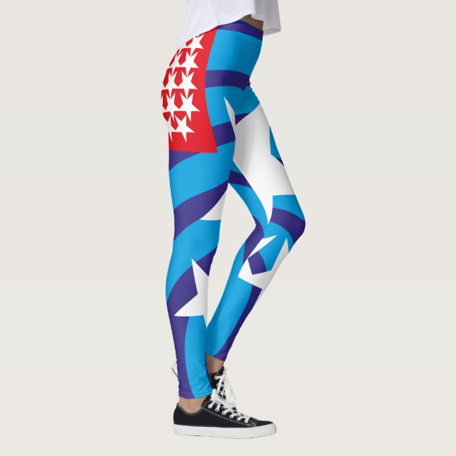 USA FLAG VERS AMERIKCA STARS By Masanser Pixelat Leggings (Right)