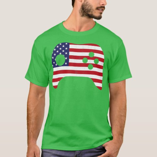 USA Flag Video Game Controller T_Shirt