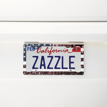 Usa Flag Vintage Red Blue Sparkles Glitters License Plate Frame by PLdesign at Zazzle