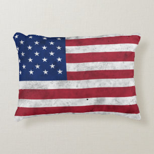 USA flag vintage red white blue America patriotic Accent Pillow