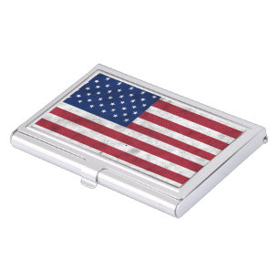 USA flag vintage red white blue America patriotic Business Card Case