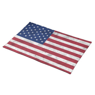 USA flag vintage red white blue America patriotic Cloth Placemat