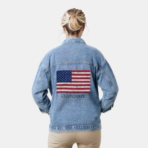 USA flag vintage red white blue America patriotic Denim Jacket