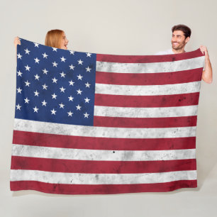 USA flag vintage red white blue America patriotic Fleece Blanket