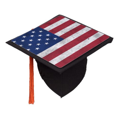 USA flag vintage red white blue America patriotic Graduation Cap Topper