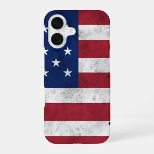 USA flag vintage red white blue America patriotic iPhone 16 Case