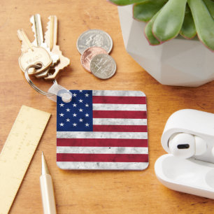 USA flag vintage red white blue America patriotic Keychain