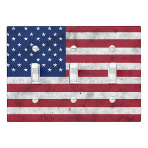 USA flag vintage red white blue America patriotic Light Switch Cover