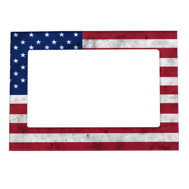 USA flag vintage red white blue America patriotic Magnetic Frame (Front)