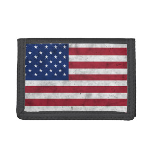 USA flag vintage red white blue America patriotic Trifold Wallet