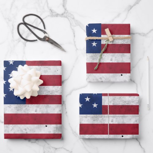 USA flag vintage red white blue America patriotic Wrapping Paper Sheets