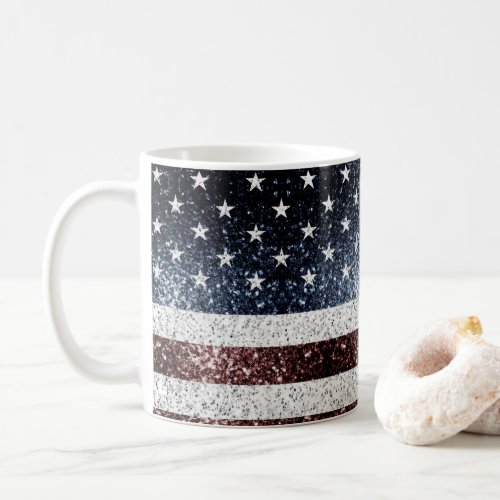 USA flag vintage red white blue sparkles glitters Coffee Mug