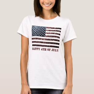 USA flag vintage sparkles glitters 4th of July T-Shirt