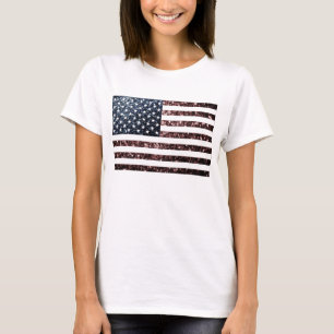 USA flag vintage sparkles glitters America bling T-Shirt