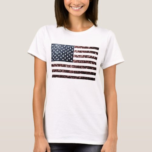 USA flag vintage sparkles glitters America bling T_Shirt