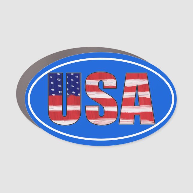 USA Flag W/Border Car Magnet (Front)