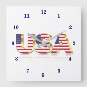 USA Flag Wall Clock Patriotic