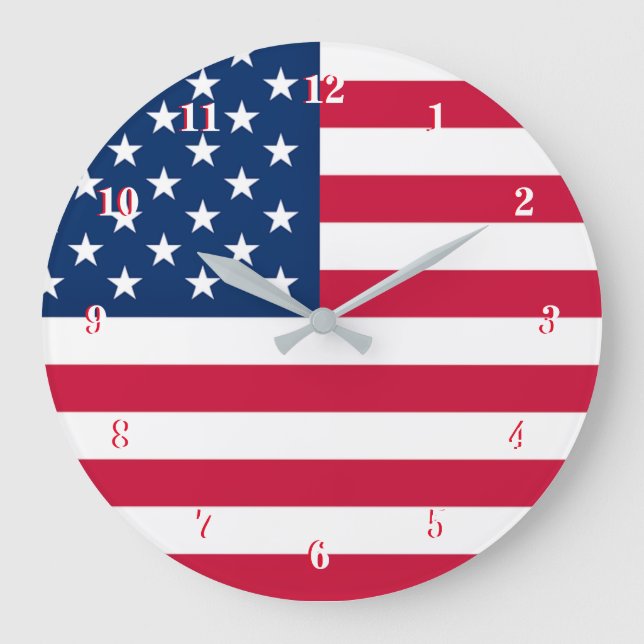 USA Flag Wall Clock Patriotic Gift (Front)