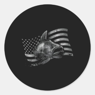 Usa Flag Walleye Fishing Classic Round Sticker