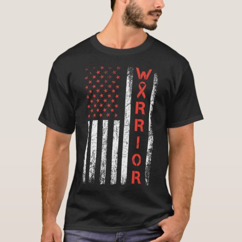 Usa Flag Warrior _ Heart Disease Awareness 1  T_Shirt