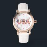 USA Flag Watch Patriotic<br><div class="desc">USA Flag Watches - United States of America - Flag - Patriotic - independence day - July 4th - Customizable - Choose / Add Your Unique Text / Color - Make Your Special Gift - Resize and move or remove and add elements / image with customization tool. You can also...</div>