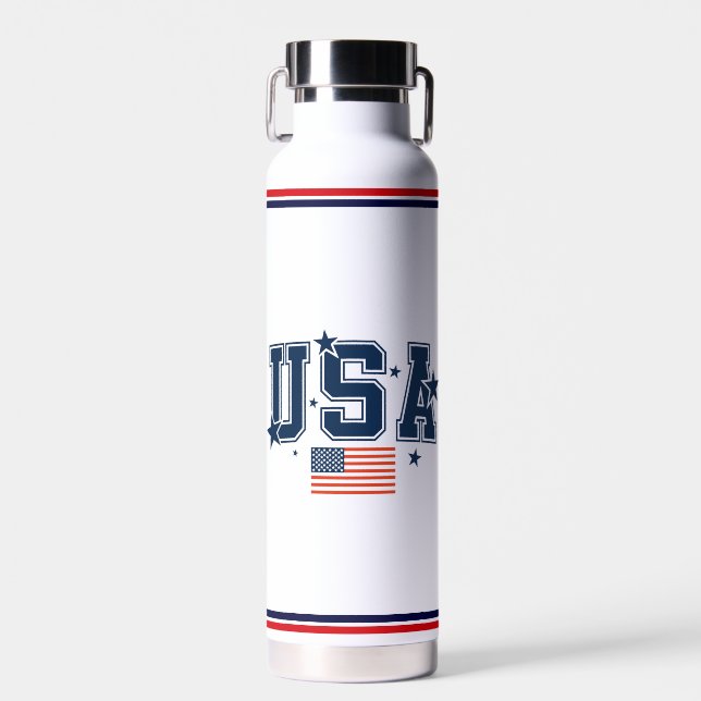 USA Flag Water Bottle (Front)