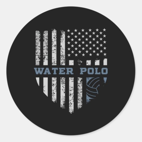 Usa Flag Water Polo Classic Round Sticker