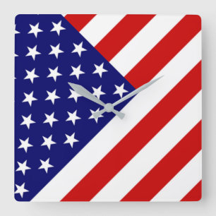 USA Flag wccn Square Wall Clock