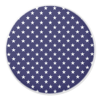 USA Flag White Stars on Flag Blue Ceramic Knob