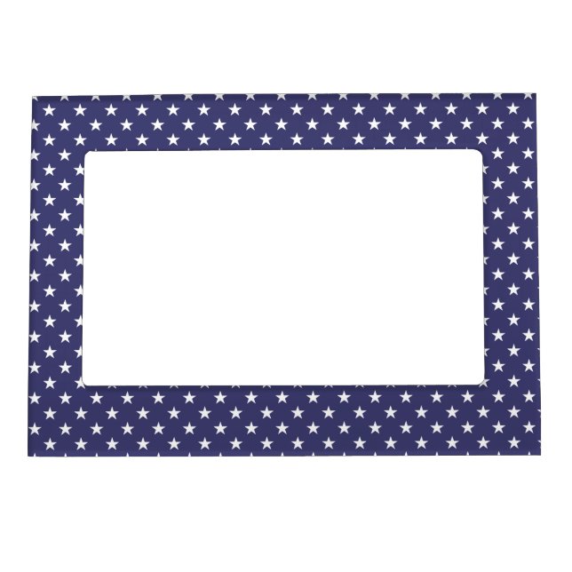USA Flag White Stars on Flag Blue Magnetic Picture Frame (Front)