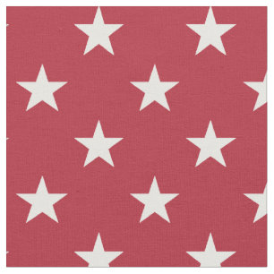 USA Flag White Stars on Flag Red Fabric