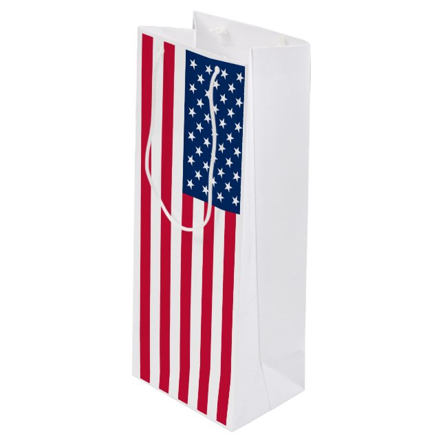USA Flag Wine Gift Bag (Front Angled)