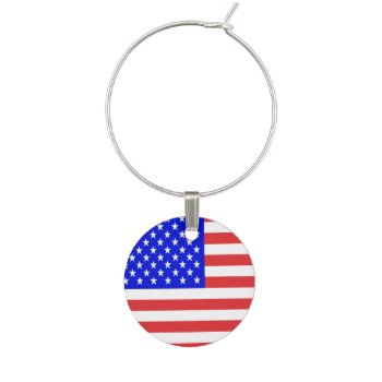 Usa Flag Wine Glass Charm by PawsitiveDesigns at Zazzle