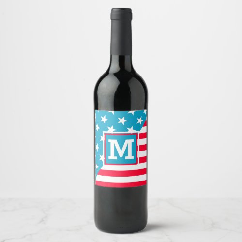 USA Flag Wine Label