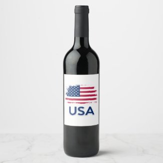 USA Flag  Wine Label