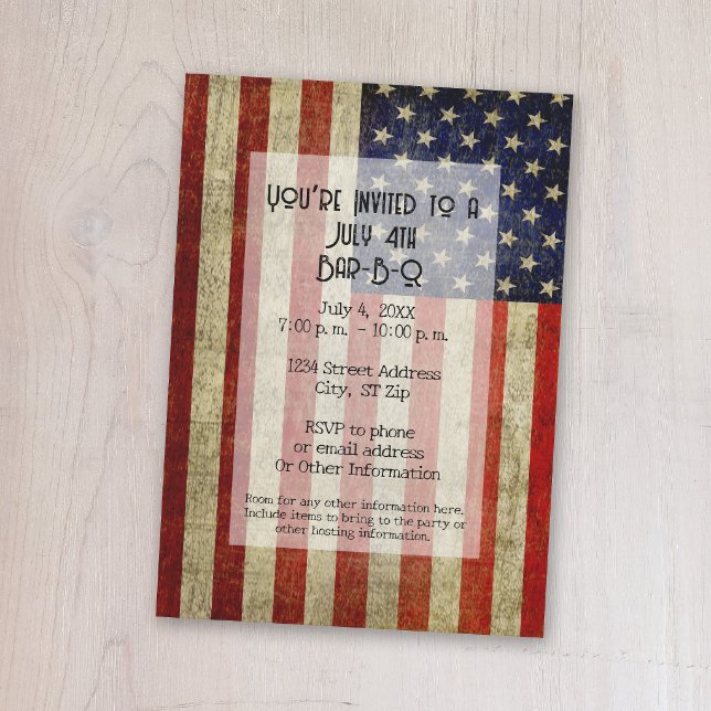 USA Flag with a vintage look Party Invitation