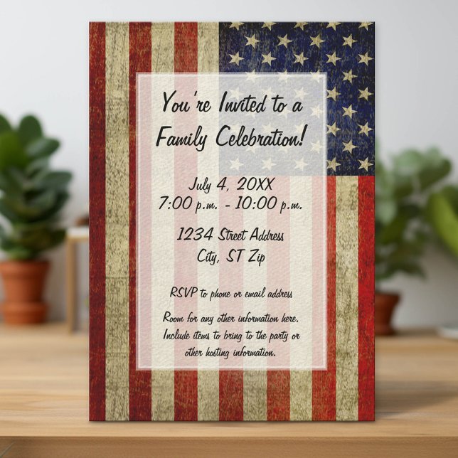 USA Flag with a vintage look Party Invitation (Custom Party Invitation with Download Option)