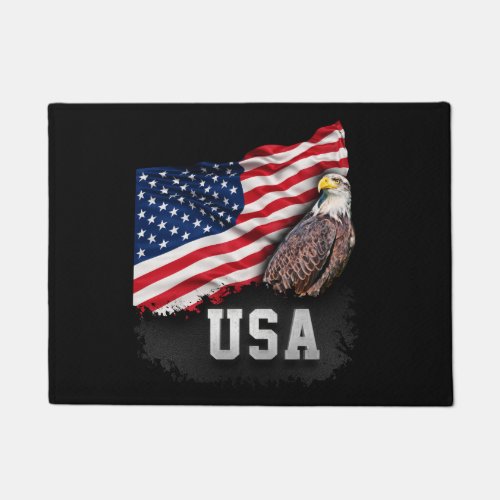USA Flag with Bald Eagle 4th of July Doormat