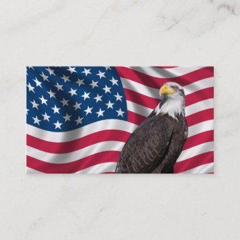 Usa Flag With Bald Eagle Business Card by casi_reisi at Zazzle