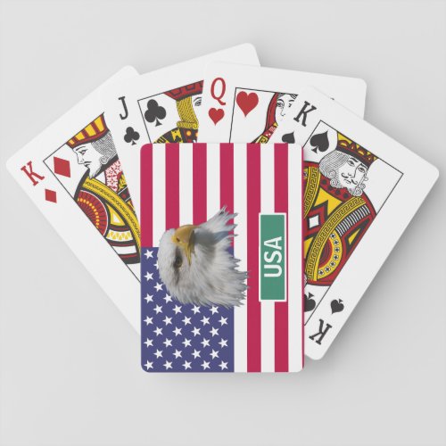 USA Flag with Bald Eagle graphic Poker Cards