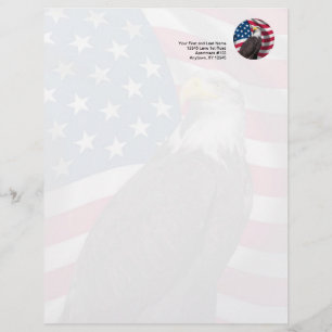 USA Flag with Bald Eagle Letterhead