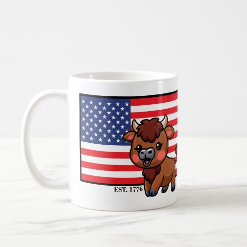 USA Flag with Bison EST 1776 Coffee Mug
