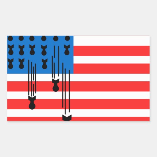 USA Flag with Falling Bombs Rectangular Sticker